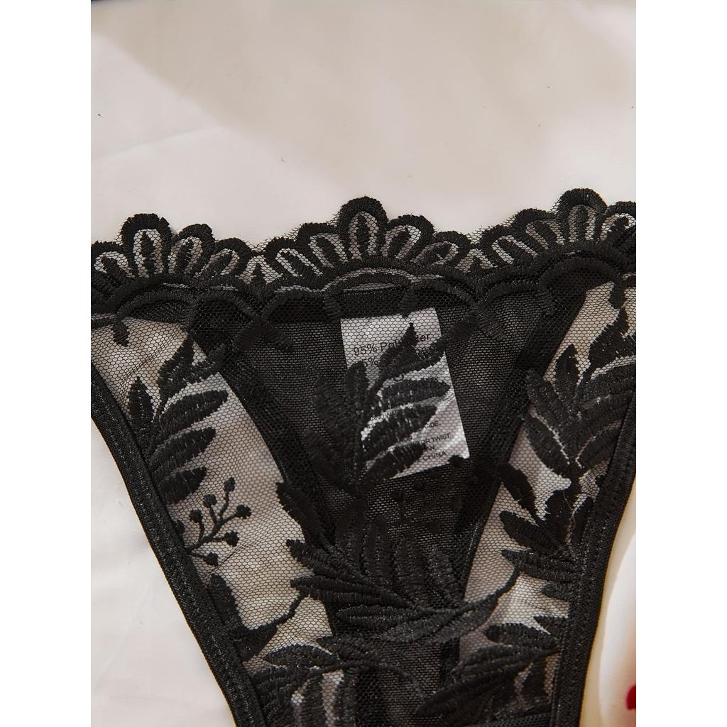 New Multi-color Sexy Embroidery Perspective Mesh Lace Gathering Erotic Underwear Suit Women