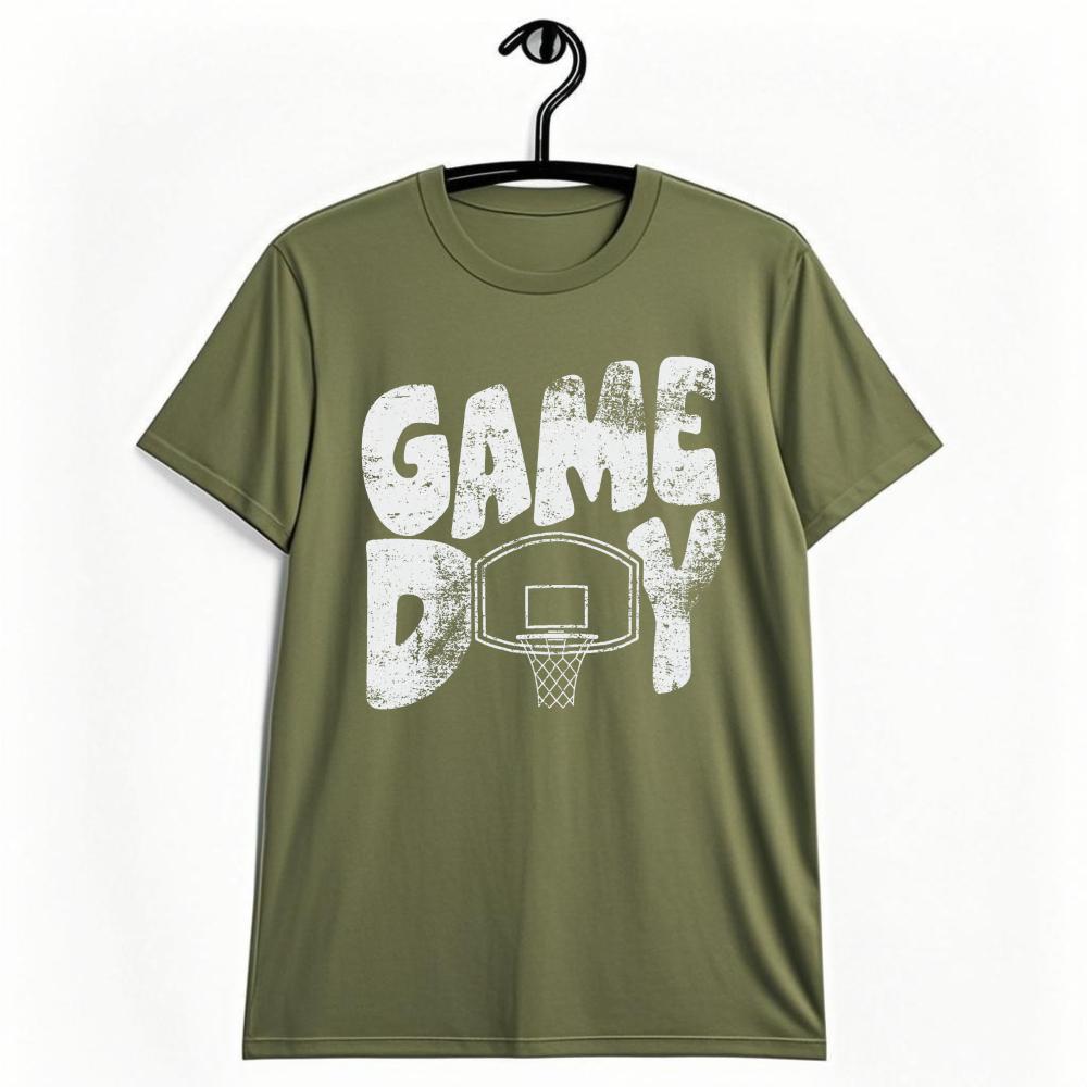 Game Day Distressed Basketball Hoop Graphic Tshirt Retro Sports Fan Aesthetic Tee Basketball Lover Gift Tshirt Unisex Unisex Tops