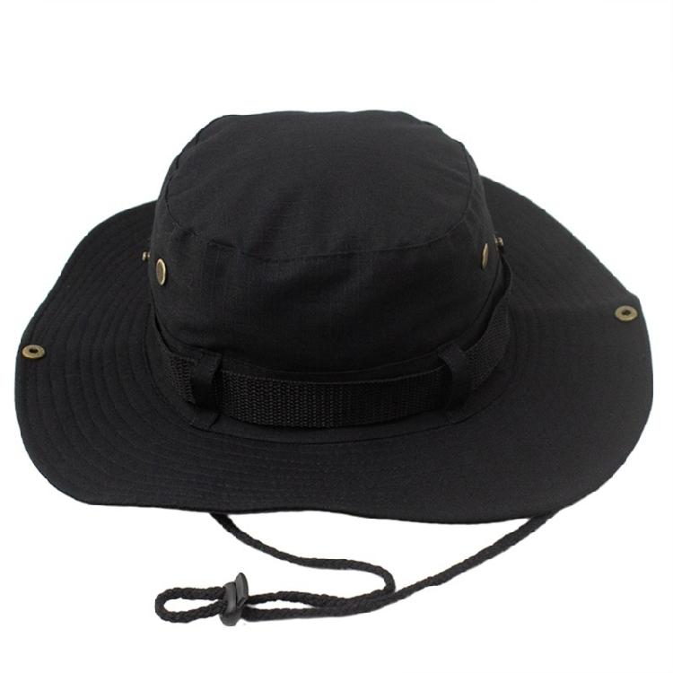 Unisex Outdoor Hat Cotton Fabric Wide Border Adjustable Drawstring Foldable Sun Protecting For Travel Gardening