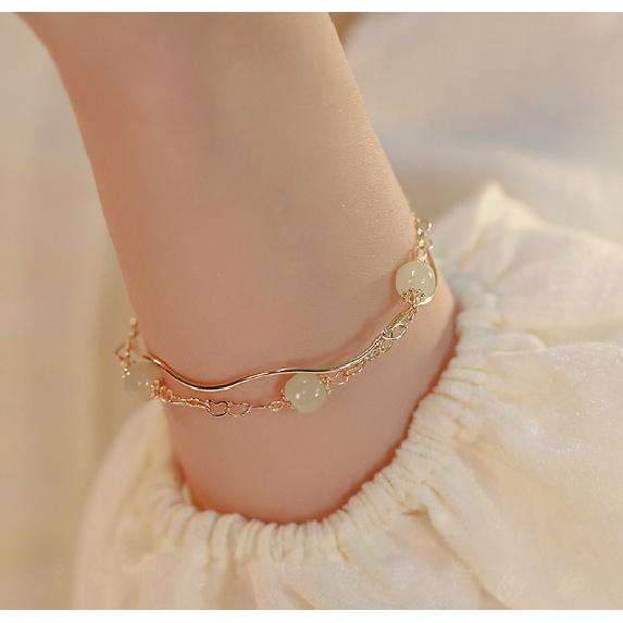 

Foggy Rainy Jiangnan*Natural Hetian Jade Bracelet, Niche Design, Light Luxury, Vintage, High-End Feel, New Model Clear water color bracele