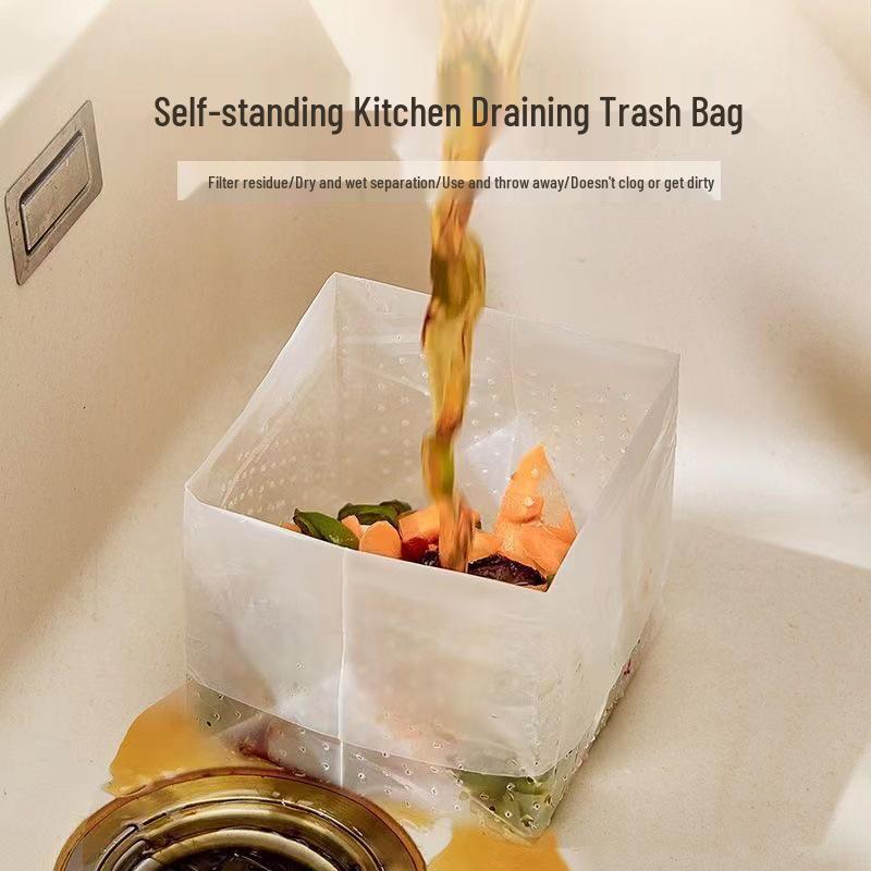 Self-Adhesive Kitchen Sink Filter Bag for Dry/Wet Waste Separation