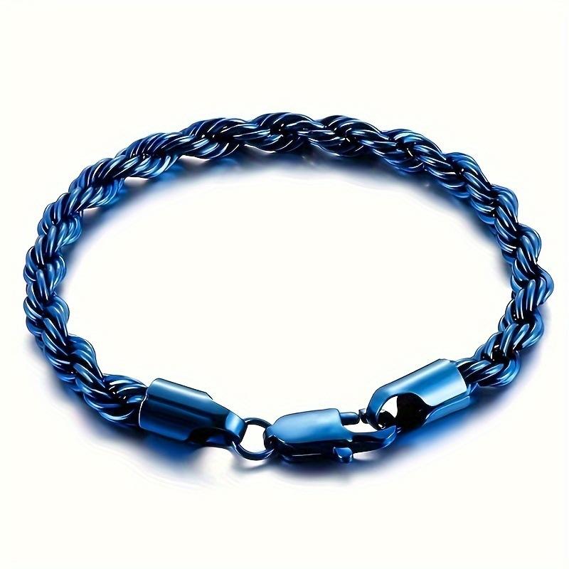 European American Foreign Trade Titanium Steel Jewelry Fashion Simple Men's Fried Dough Twists Chain 5mm Twist Rope Bracelet Wholesale