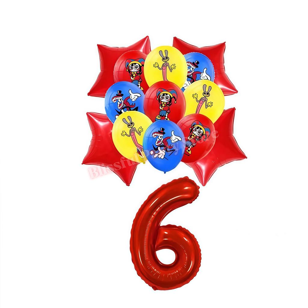 Amazing Digital Circuses Birthday Party Decoration Tableware Cup Plate Balloon Cake Topper Kids Event Supplies Baby Shower Favor