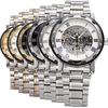 Men Skeleton Roman Numerals Hollow Dial Stainless Steel Band Mechanical Watch