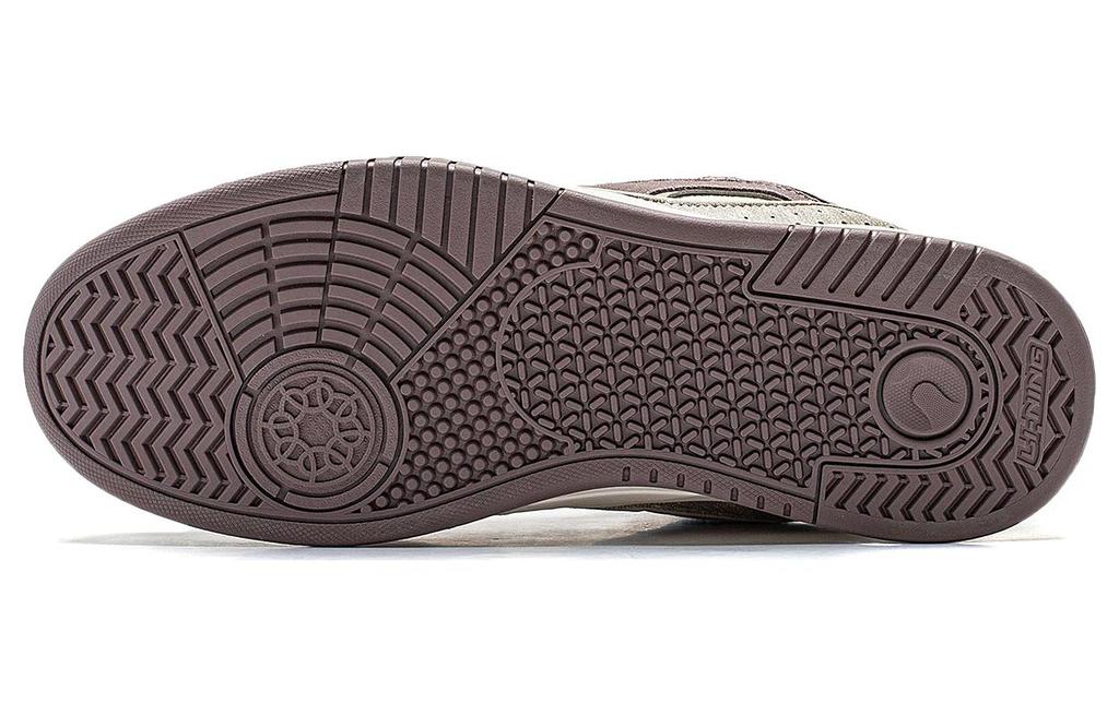 Li Ning Moon White Slip Resistant Abrasion Resistant Low top Skateboard Shoes Men's Brown White AGCS251-22