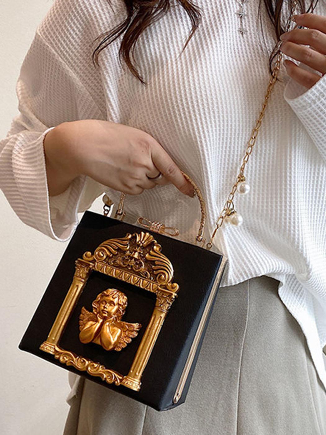 

JIAERDI Gothic Dark Y2k Messenger Bag Women New Harajuku Pearl Chain Casual Crossbody Bags Female Vintage Luxury Designer Bag