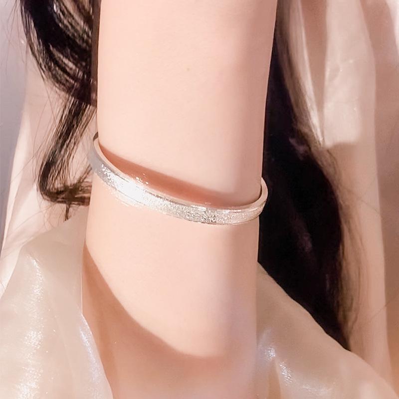 

S925 Silver Frosted Open Women s Bracelet - Elegant and High-End Jewelry