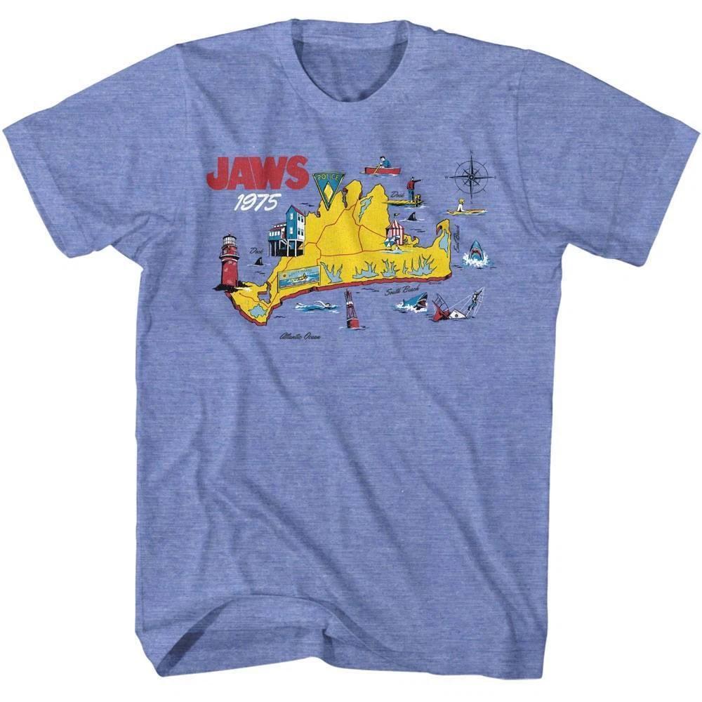 Jaws 1975 Amity Island Map Men s T Shirt L