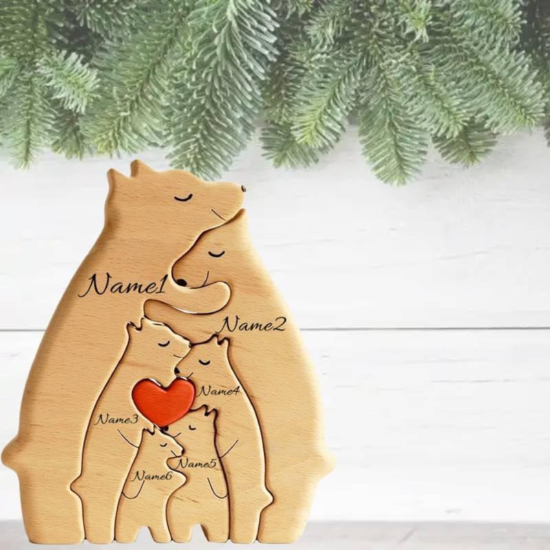 Personalized Bear Hug Garnish Wooden Puzzle Toy Family Bear Educational Xmas Toy
