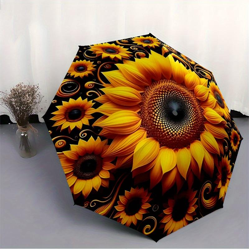 1pc Sunflower Mandala Automatic Open/Close Umbrella, Portable Folding Umbrella for Everyday Use Yy250826075