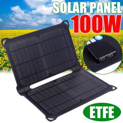 Уличные складные солнечные панели Sunpower Портативное солнечное зарядное устройство 2 USB-порта для телефона Путешествия Кемпинг Пеший туризм Черный 100 Вт 5 В
