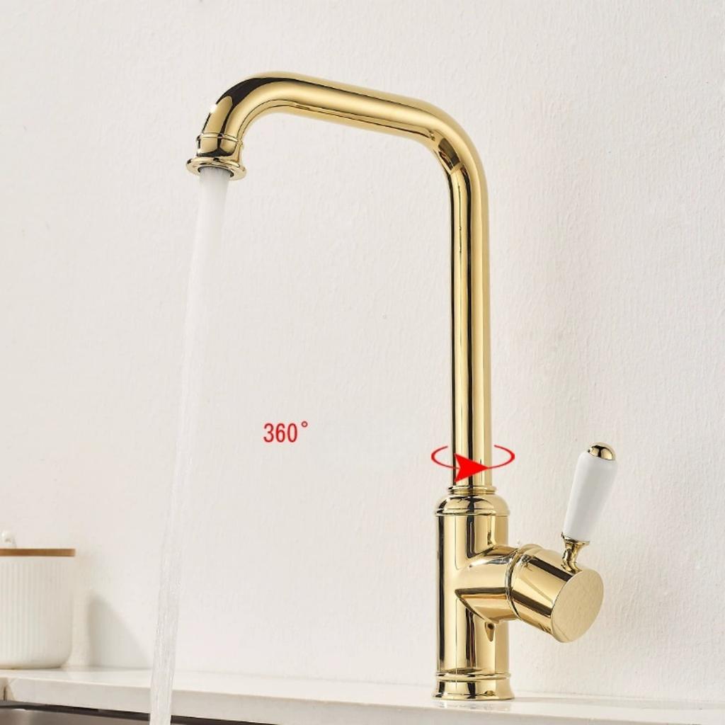 Tuqiu Gold Kitchen Faucet 360 Rotating Swivel Sink Faucet Mixer Tap Fashion Sink Faucet Copper Hot And Cold Basin Faucet  Tap