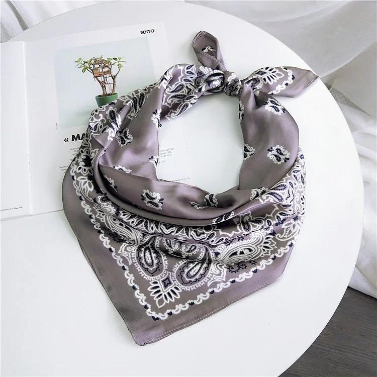 70cm Fashion Bandana Hair Scarf For Women Paisley Print Kerchief Silk Satin Head Scarfs Square Shawl Wraps Neck Scarves For Lady