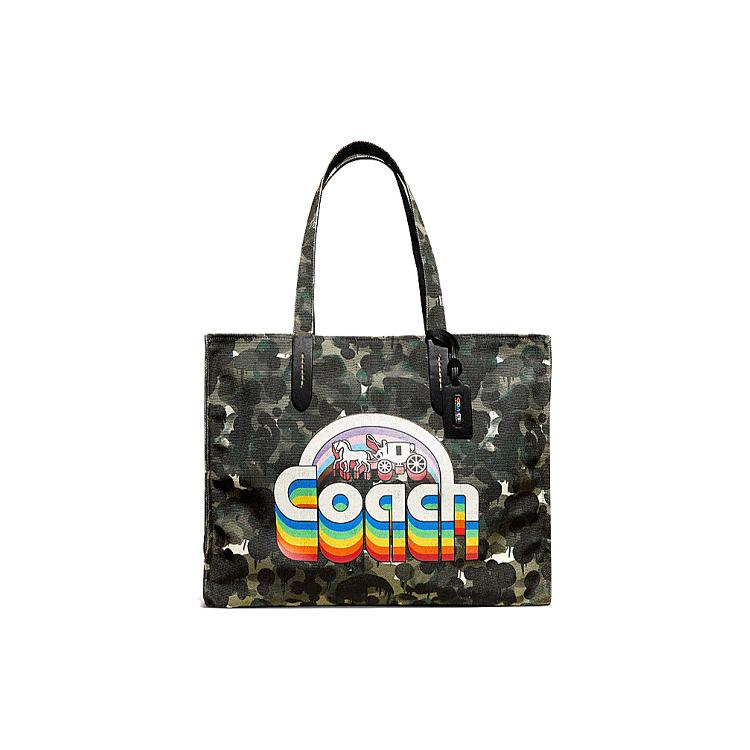 

Новая тканевая сумка-тоут COACH Pride, сумка для покупок, сумка через плечо, большая, женская, черная CA303-SZP 42.4*15.0*30.5CM