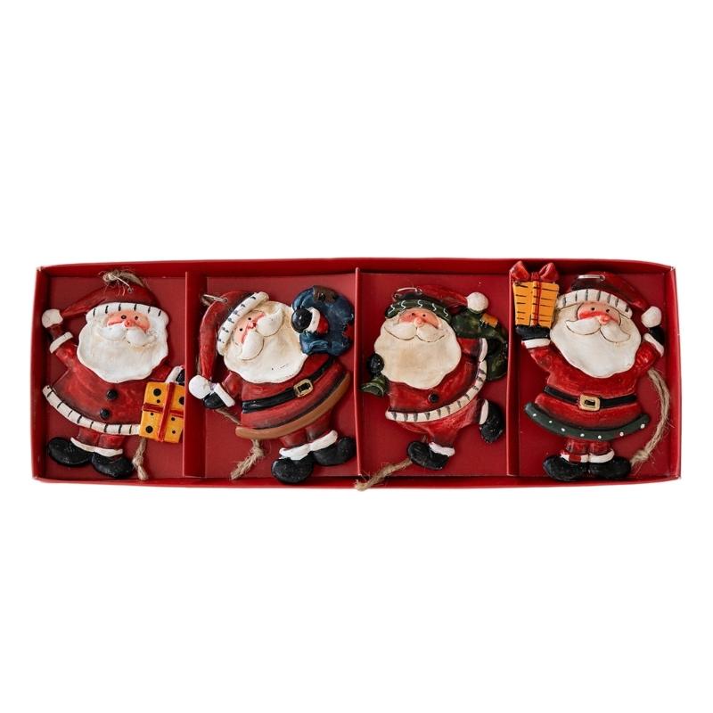 Miniature Resin Santa/Snowman Figures for Dollhouse Decorations Waterproof Holiday Ornaments with Realistic Color