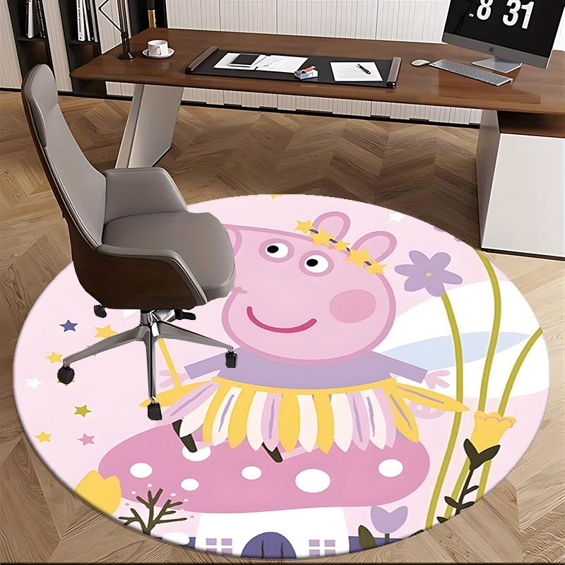 Peppa Wutz, Feenkostüm Stuhlmatte Runder Teppich Büroteppich, Maschinenwaschbar, Rutschfest, Geeignet für Wohnzimmer, Schlafzimmer