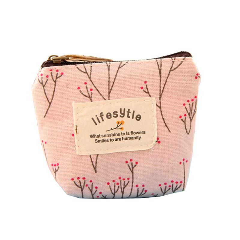 Flower Pattern Coin Purses Small Fresh Canvas Coin Wallet Lady Girls Earphone Coin Key Money Storage Bag Zipper Pouch