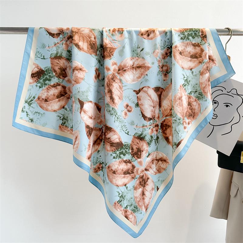 

Полосатый твиловый шелковый шарф: Большой квадратный платок и солнцезащитный дорожный головной платок - 90 см, идеально подходит для весны и осени 90x90cm