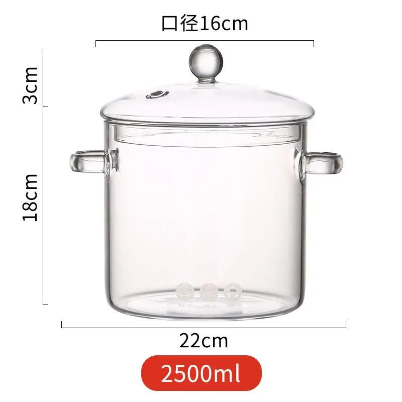 High Borosilicate Glass Saucepan for Cooking, Clear Cooking Pot, Gas Open Fire, High Temperature Resistant, Cookware, New, House
