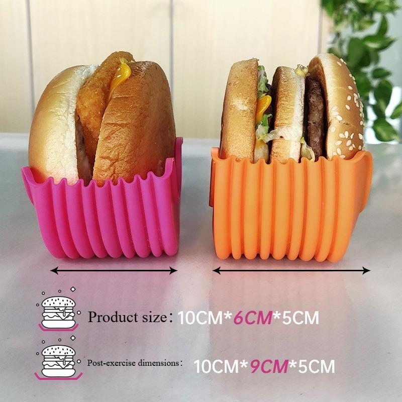 4 STÜCKE Heißer Verkauf Silikon Burger Clip Kontaktfrei Anti-Fallend Burger Fixierte Box Tablett