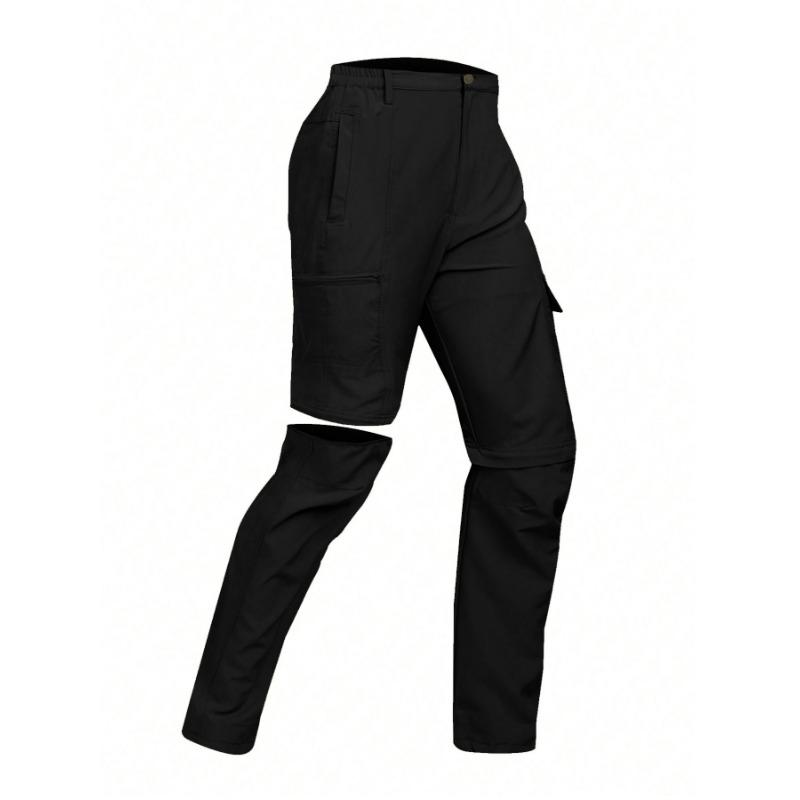 Men's Solid Color Casual Removable Overalls Outdoor Mountaineering Fishing Shorts Trousers Two Wear 7