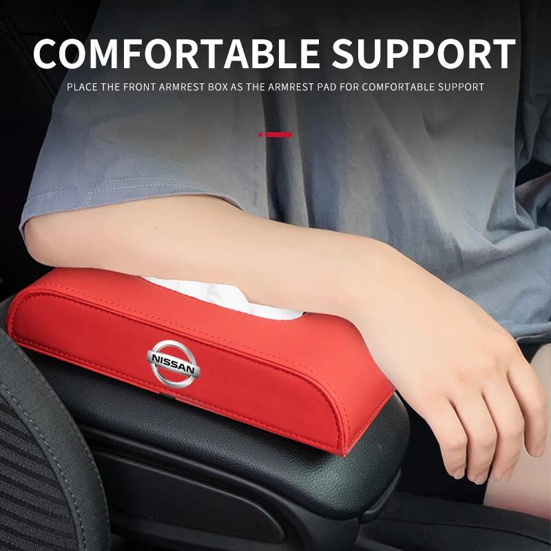 Car Tissue Box Armrest Type Leather Organizer Holder Tissue Box For Nissan Nismo Tiida Teana Skyline Juke X-trail Almera Qashqai