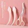 Curved Moon Eyebrow Knife Eyebrow Clip Stainless Steel Eyebrow Shaver Eyebrow Grooming Tool Set Anti-Scratch Eyebrow Scissors