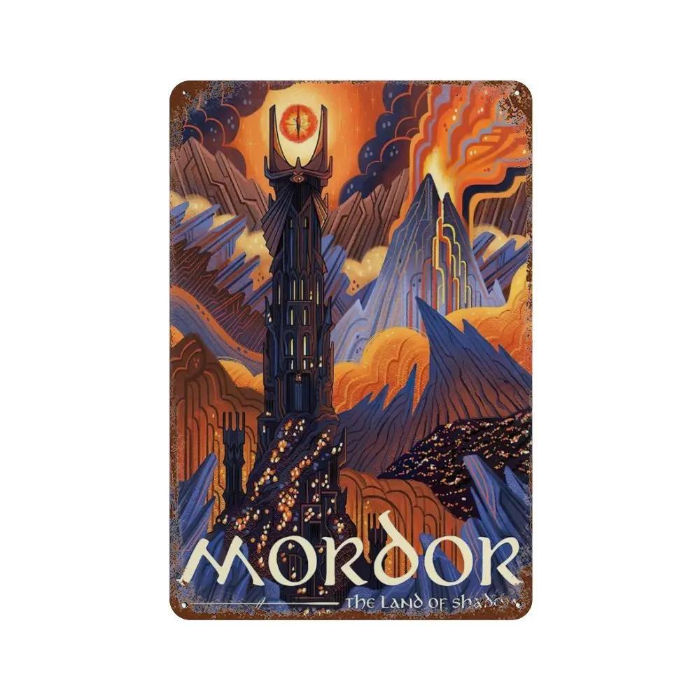 Abstract Ring Retro Travel Poster Metal Tin Sign Plaque Vintage Film Mordor Castle Lord Magic Kid Bed Room Home Wall Decor