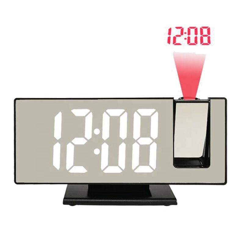 2021 New Design Creative Multi-functional LED Desk Mirror Projection Alarm Clock 3618