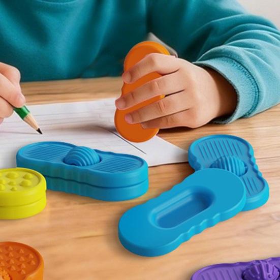 4Pcs/Set Silicone Fidget Slider Sensory Toy Focus Aid Anxiety Stress Relief Textured Slider Toy Decompression Rolling Ball Slider Toy