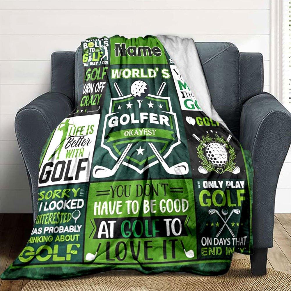 Golf Enthusiast Quotes Cozy Personalized Blanket Customize Your Name Ultra Soft For Sofa Couch Office Bed Picnics For All Occasions Modern Best