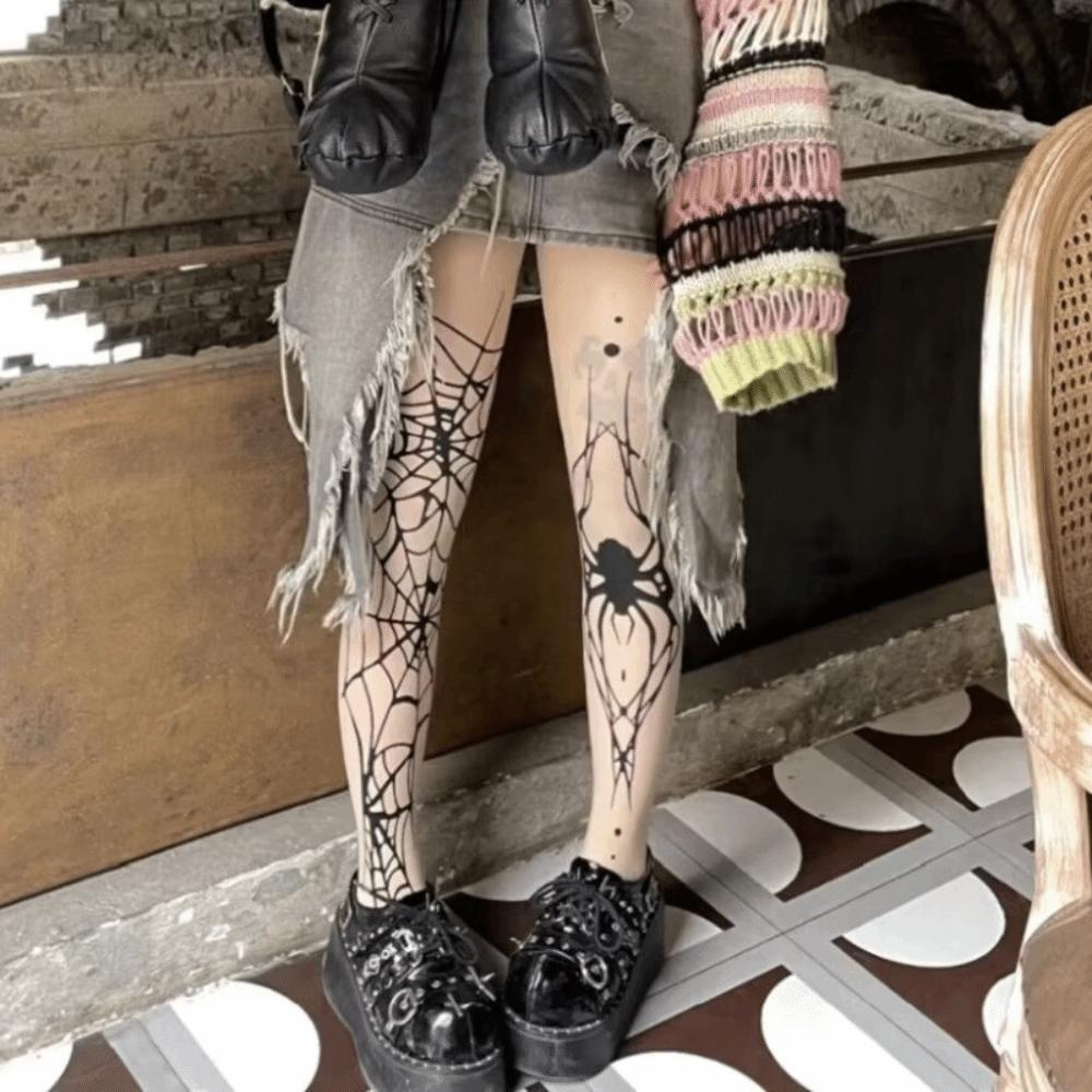 Spider Web Halloween Pantyhose Elasticity Stockings Bat Pattern Tights Alternative Fashion