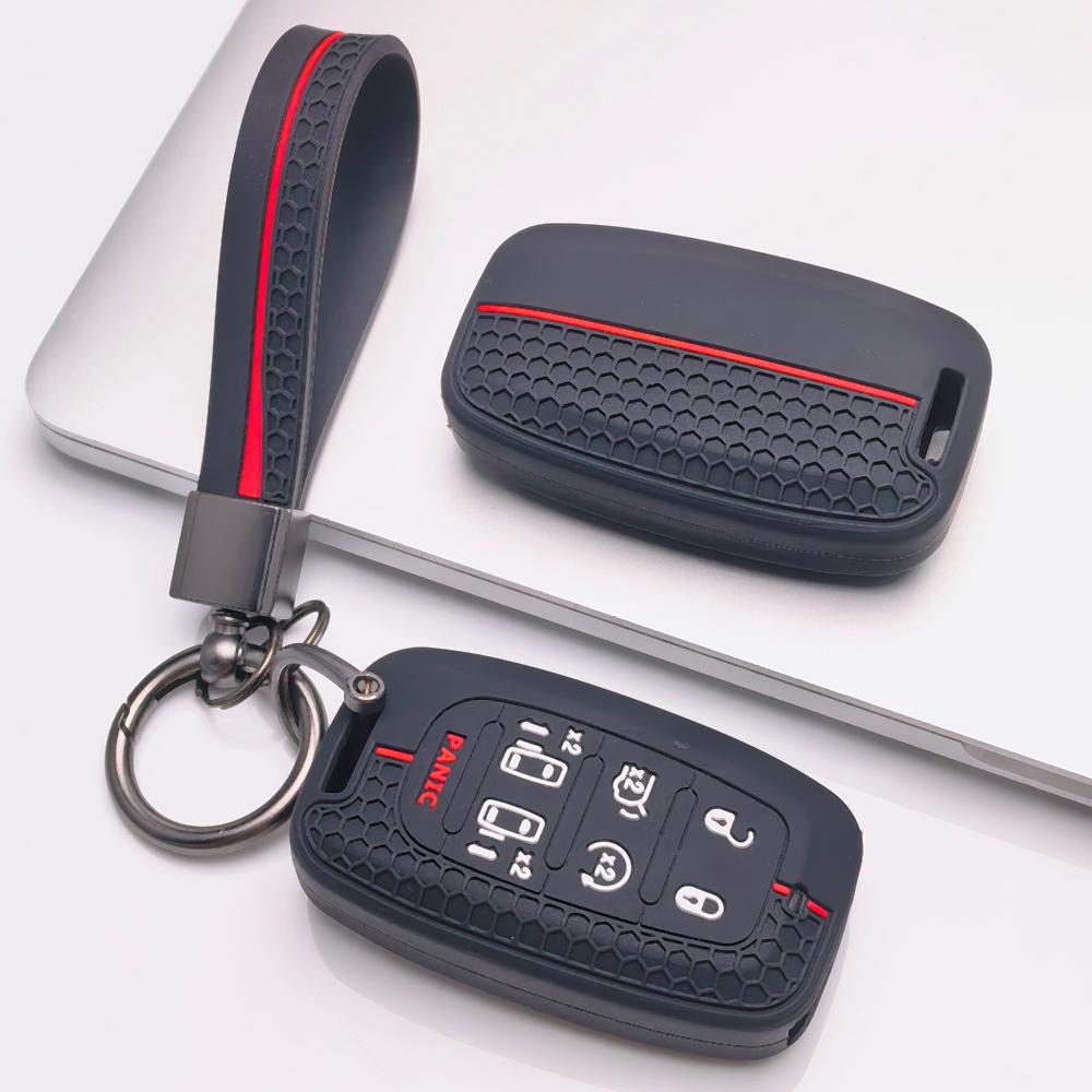 Key Fob Cover for Chrysler Pacifica with Keychain Anti-Scratch Guard Shockproof Protection Soft Grip Texture Responsive Button Touch