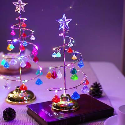 2025 NEW Crystal Christmas Tree Lamp Night Lights Battery Operated Desk Table Lamp Decorative Iron Tree for Living Room Bedroom