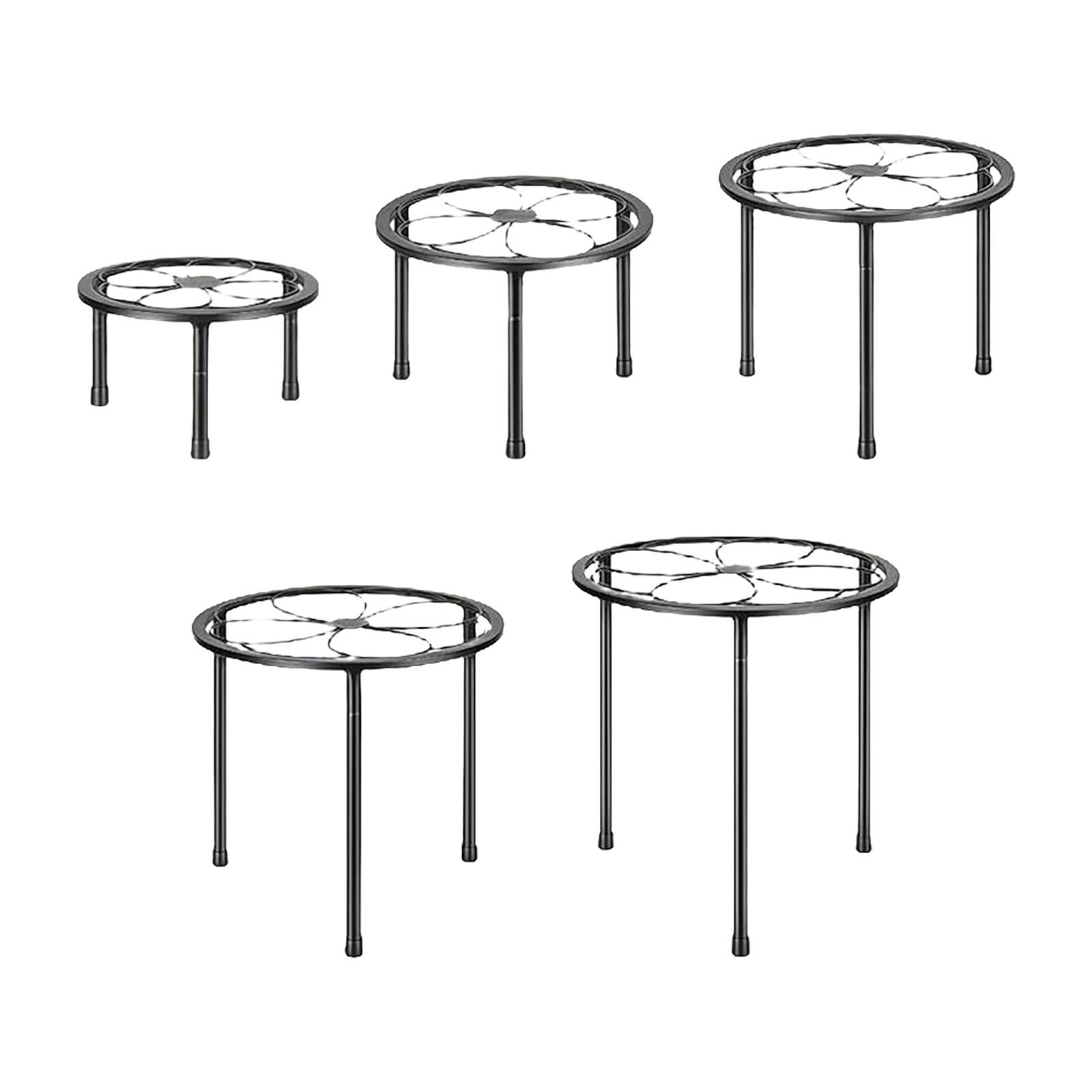 

5-Piece Iron Flower Stand Set Heavy Duty Metal Plant Stand for Indoor and Outdoor Use with 130lbs Capacity чорний