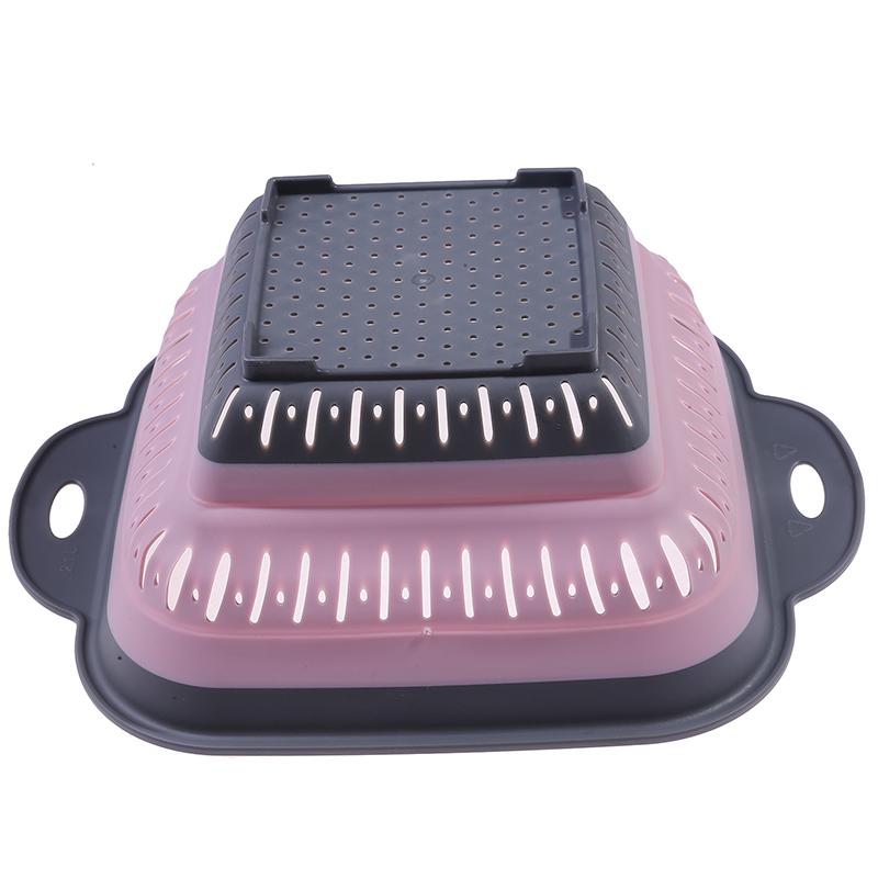 Silicone Kitchen Foldable Storage Basket Collapsible Colander Strainer Fruit Vegetable Drainer Kitchen Draining Filter Organzier