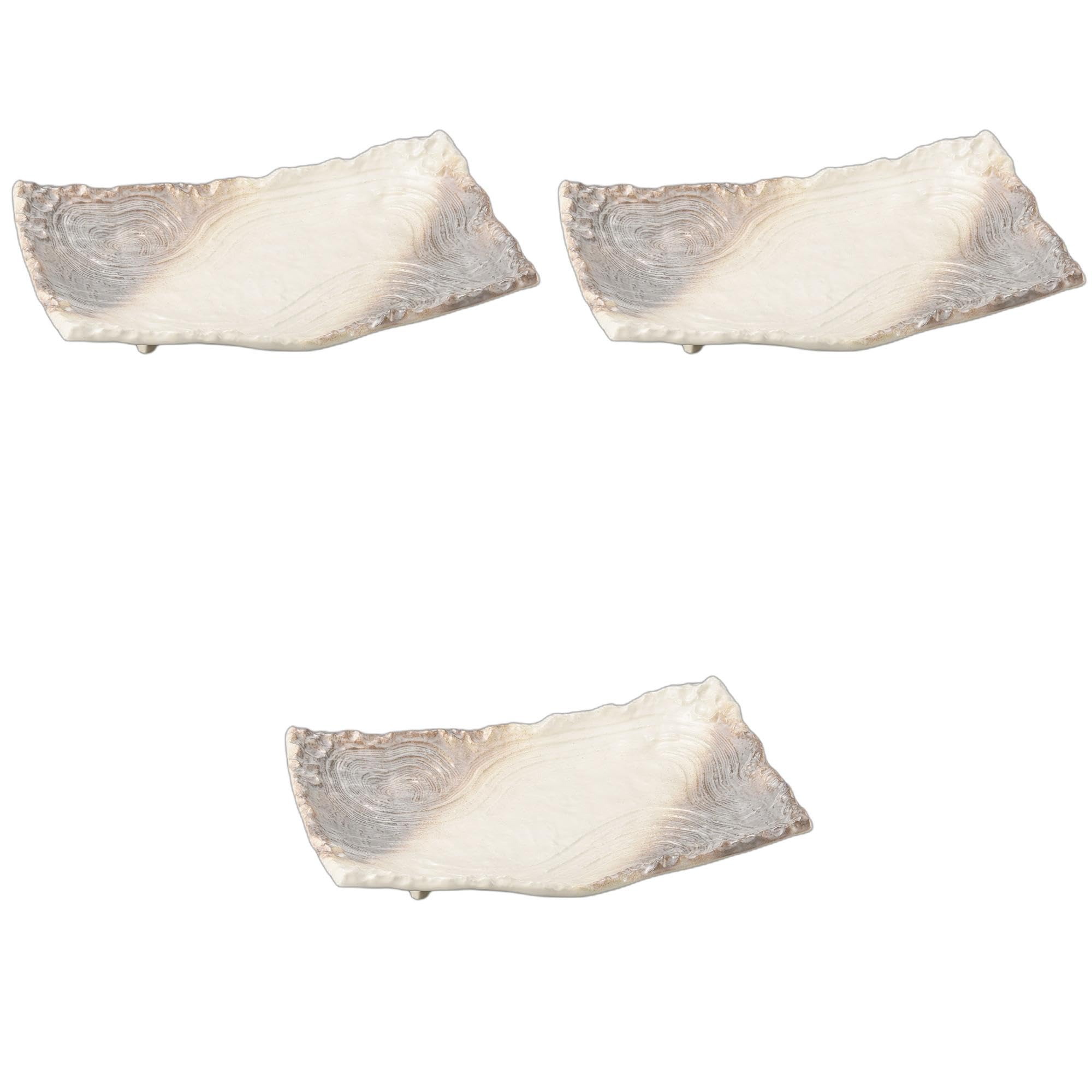 

Набор из 3 прямоугольных тарелок Kasumi Shino x x Керамический сервировочный набор Setomonohonpo 12,0 мм на четырех ножках [37,8 24,5 6 см] Тарелки,