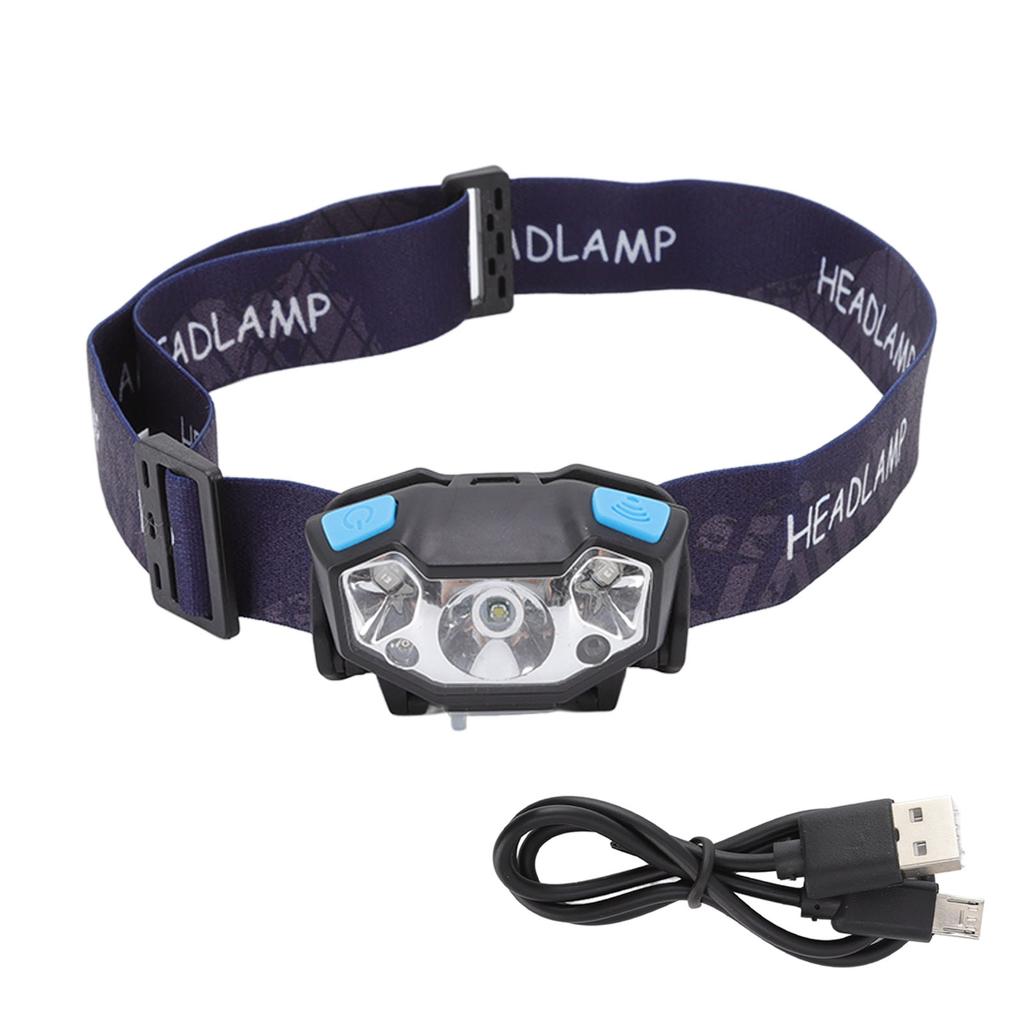 LED Stirnlampe 5 Helligkeitsstufen USB-Aufladung Leichtgewichtige Sensor-Stirnlampe LED Stirnlicht für Outdoor-Camping