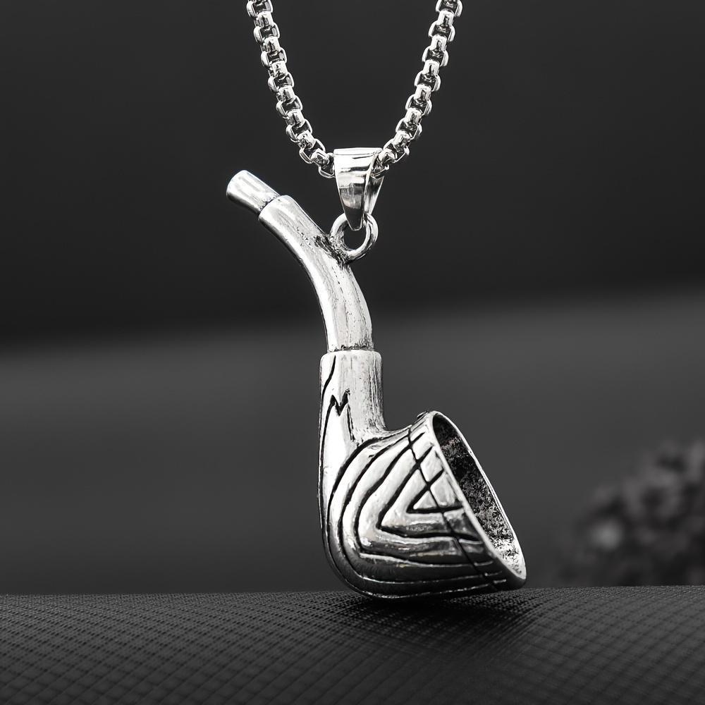New Creative Design Pipe Pendant Necklace for Men Personalized Trend Street Motorcycle Rider Accessories Charming Jewelry Rock Party Gift