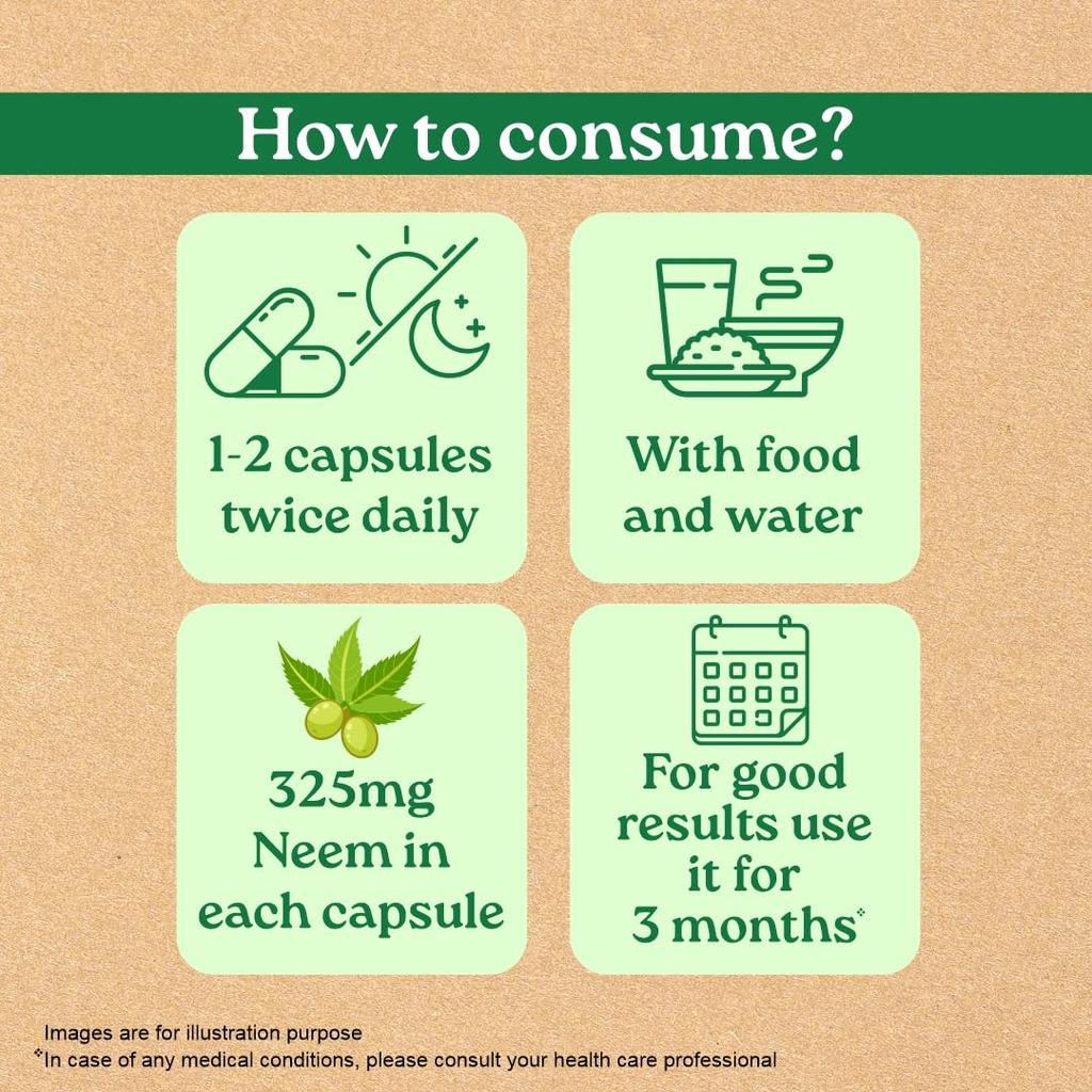 ORGANIC INDIA Neem Veg 60 Capsules For Skin Wellness And Daily Herbal Support 60 Count Natural Plant-Based Supplement