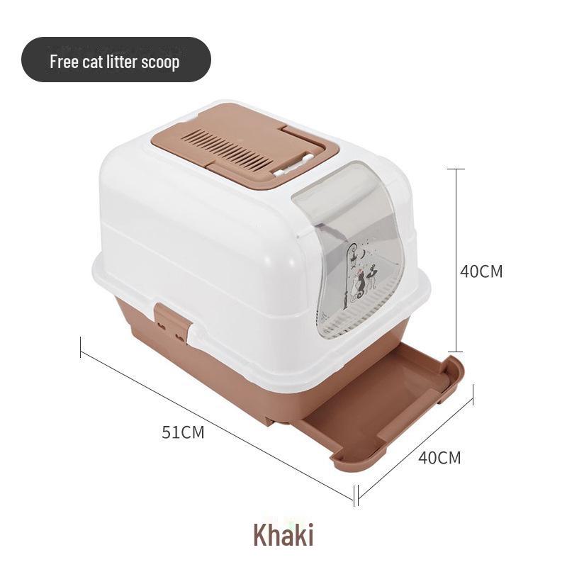 Çekmeceli ve Sıçrama Önleyici Üst Girişli Carver Flip-Top Çam Ağacı Kapalı Kedi Tuvalet Kabı