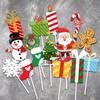 24pcs Merry Christmas Cupcake Toppers Santa Claus Snowman Pattern Cake Toppers Pick for Christmas Party Dessert Baking Decor