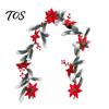 Covered Porch Fence Decoration 5.9Ft Artificial Christmas Poinsettia Garland with Frosted Pine Branch and Red Flexible Plastic Vines Berries, Festive