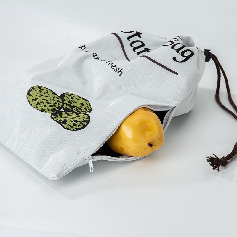 Potato Onion Storage Bag Keep Fresh Vegetable Fruit Organizer Drawstring Canvas Bags Reusable Sacks Holds Keeper Large Capacity