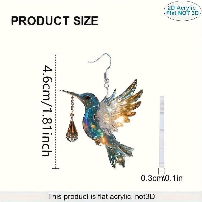 Elegant Flat 2D Flying Bird Acrylic Earrings with Silver Needle