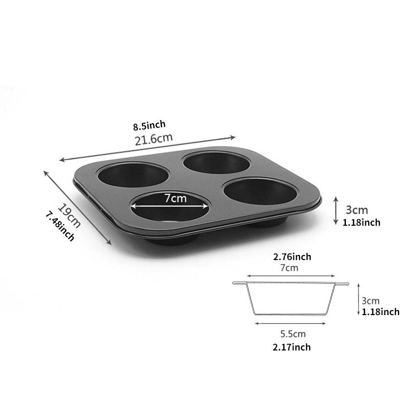 1 pc 4 Cup Muffin Pan Muffin baking tray Cupcake Molds Nonstick Cupcake Baking Pan for Counter Top Oven Small Oven