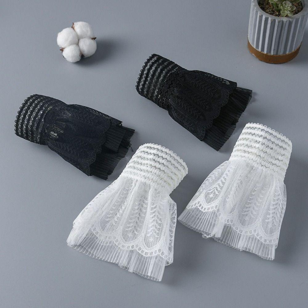 White False Sleeve Cuffs Black Wrist Cuff New Lace Cuff