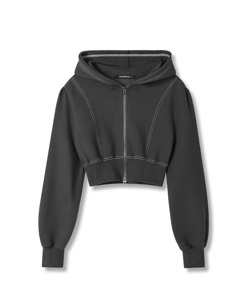 Avandress Rora Stitch Crop Hood Zip-Up - 3Col