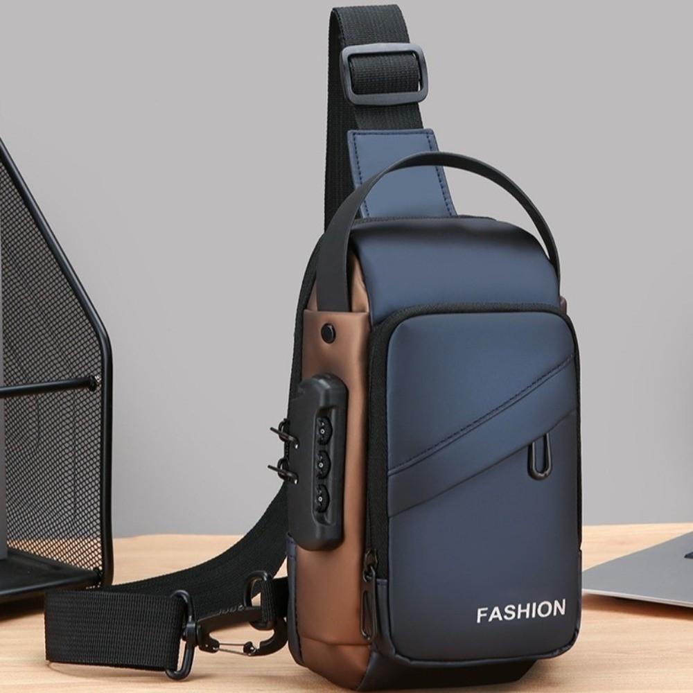 Adjustable Strap Men's Chest Bag USB Charging Port Shoulder Crossbody Bag Running