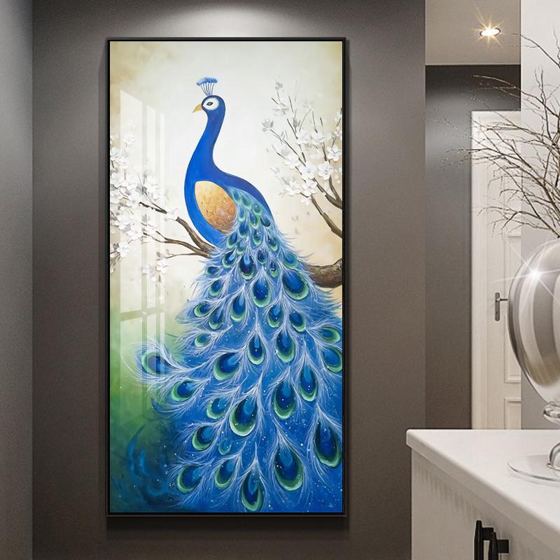 Golden Peacock Butterfly Flower Feather Bird Canvas Painting Animal Posters and Prints Wall Art Picture for Living Room Decor
